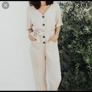 Beige tied Carly Jean Los Angeles Jumpsuit